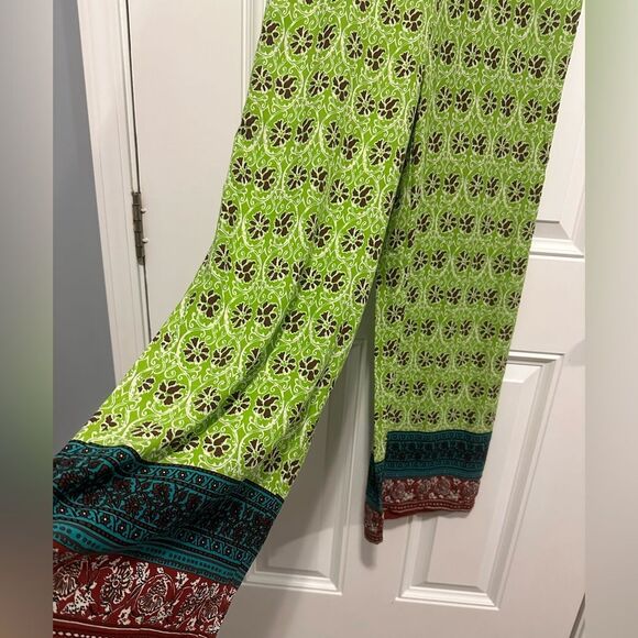 Zara Women's Wide Leg Pull On Pants Size M Floral Green Boho Soft Knit Comfy NWT - Picture 5 of 11
